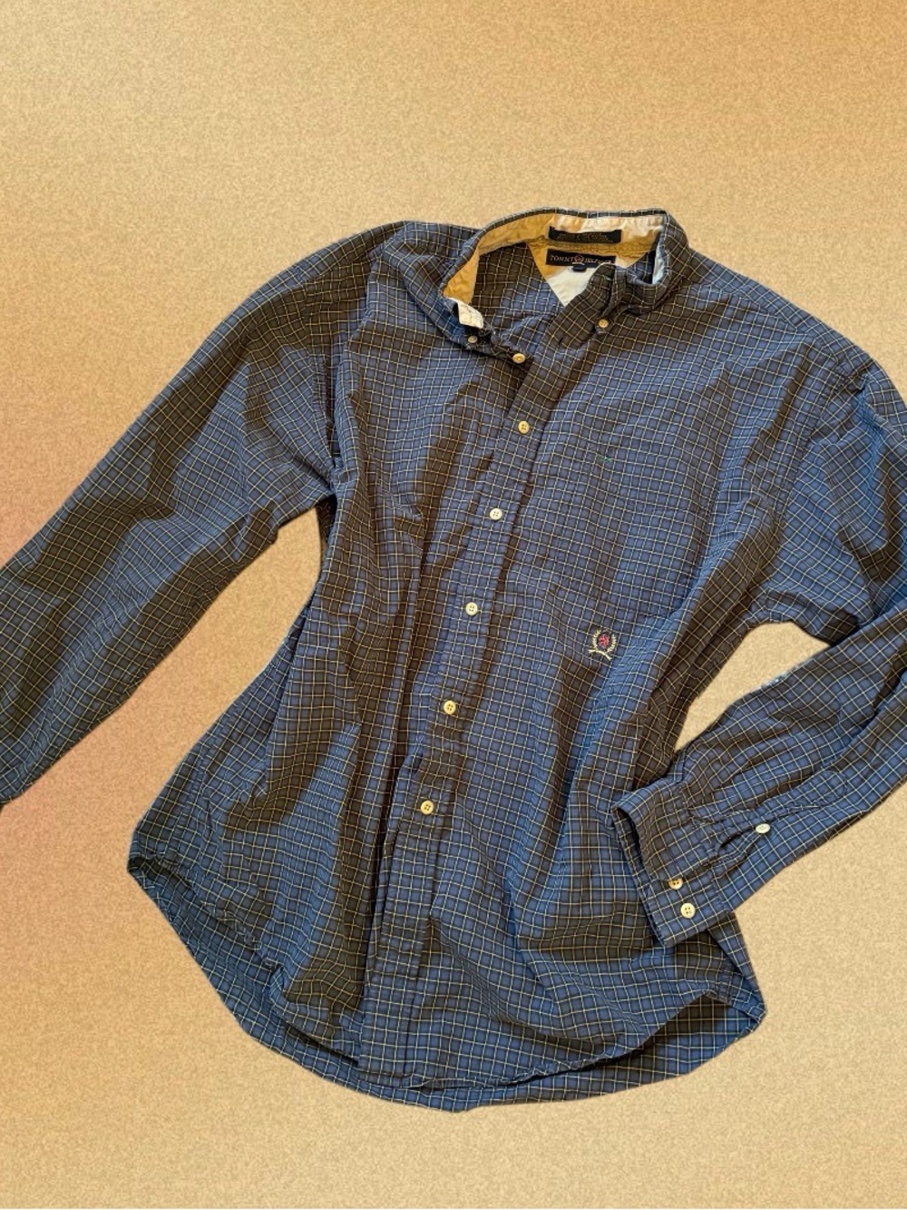 Men's Blue Plaid Button-Up Shirt